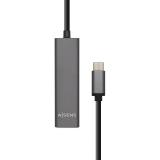 AISENS - Hub USB 3.1 USB-C, USB-C/M - 4 x Tipo A/H, Gris, 15 cm