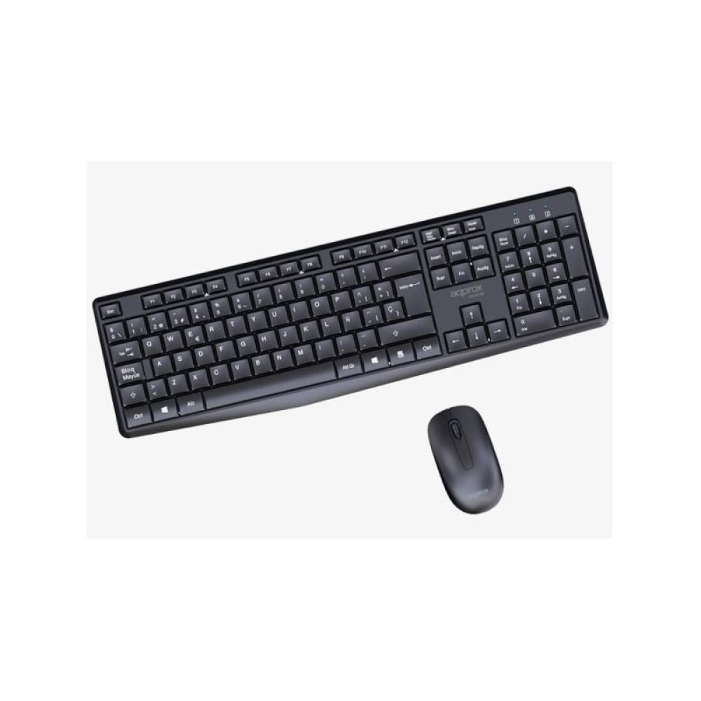 Approx - APPMX420B teclado Ratón incluido Hogar / Oficina RF inalámbrico QWERTY Español Negro
