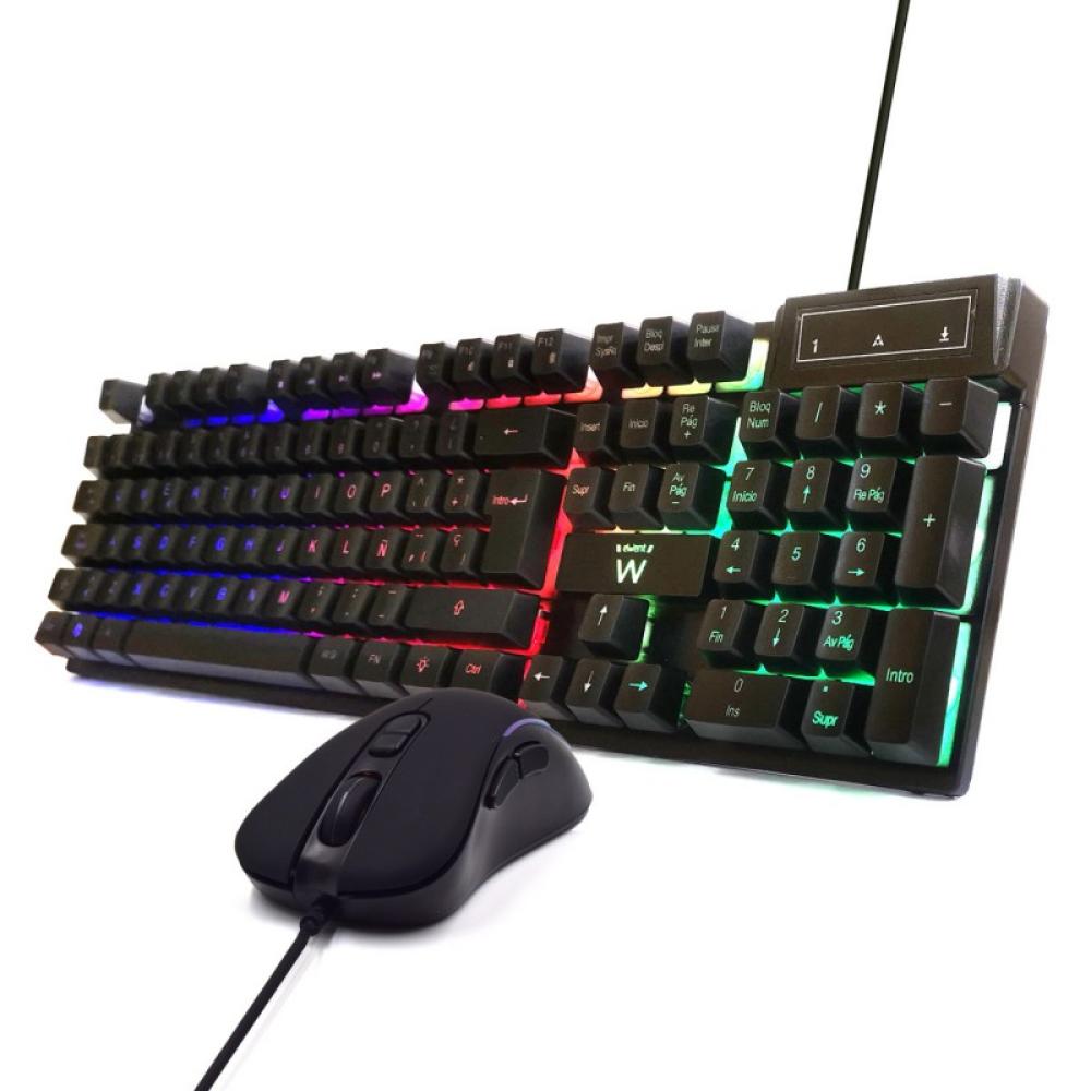 Ewent - PL3201 teclado Ratón incluido Juego USB QWERTY Español Negro