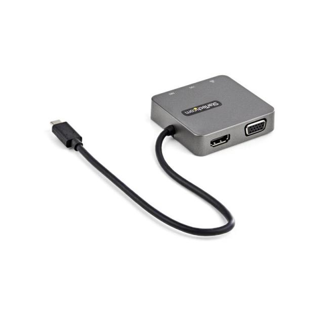 StarTech.com - Adaptador Multipuertos USB-C - Docking Station USB Tipo C - HDMI o VGA - con Cable de 29cm - con Puertos USB A y