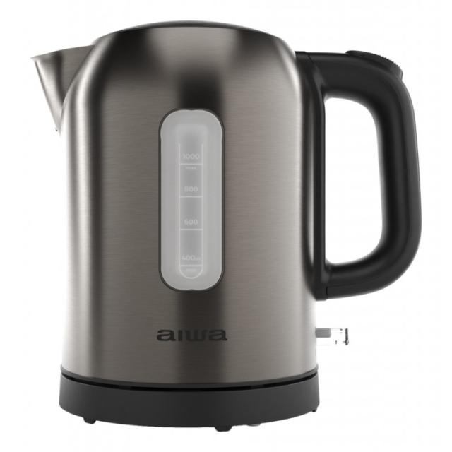 Aiwa - KOTAN tetera eléctrica 1 L 2200 W Acero inoxidable, Negro