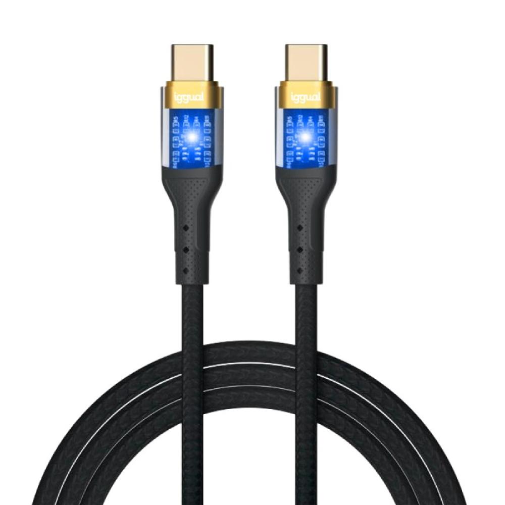 iggual - Cable tipo C a tipo C 3A 1 metro trenzado LED