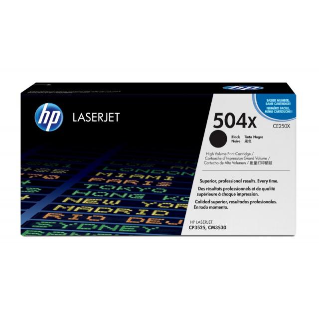 HP - Cartucho de tóner original LaserJet 504X de alta capacidad negro