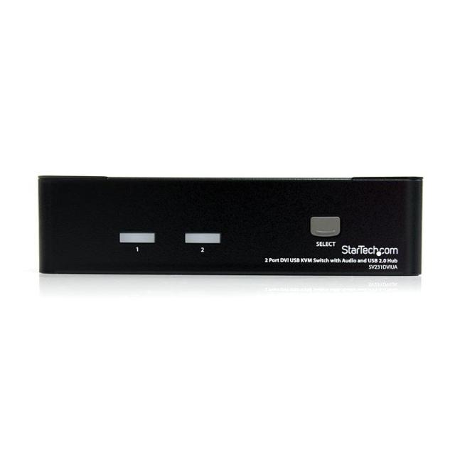 StarTech.com - Conmutador Switch KVM - 2 puertos USB 2.0 - Audio Vídeo DVI