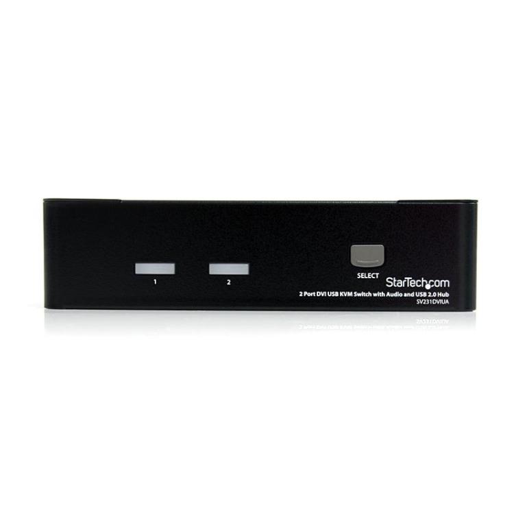 StarTech.com - Conmutador Switch KVM - 2 puertos USB 2.0 - Audio Vídeo DVI