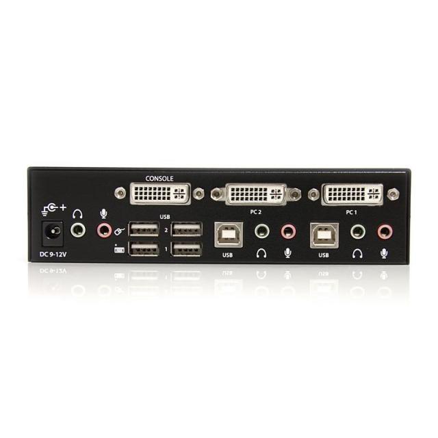 StarTech.com - Conmutador Switch KVM - 2 puertos USB 2.0 - Audio Vídeo DVI