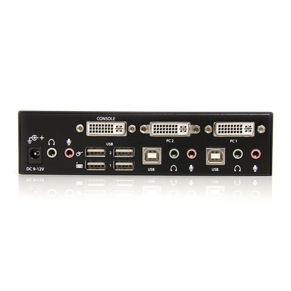 StarTech.com - Conmutador Switch KVM - 2 puertos USB 2.0 - Audio Vídeo DVI