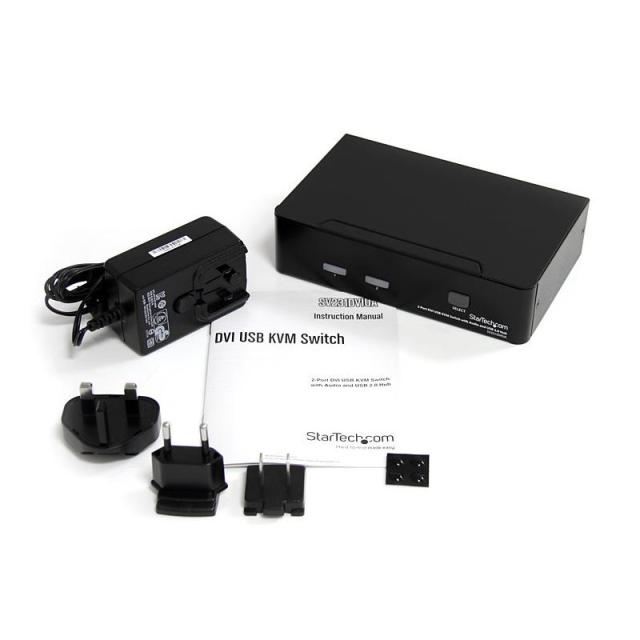 StarTech.com - Conmutador Switch KVM - 2 puertos USB 2.0 - Audio Vídeo DVI