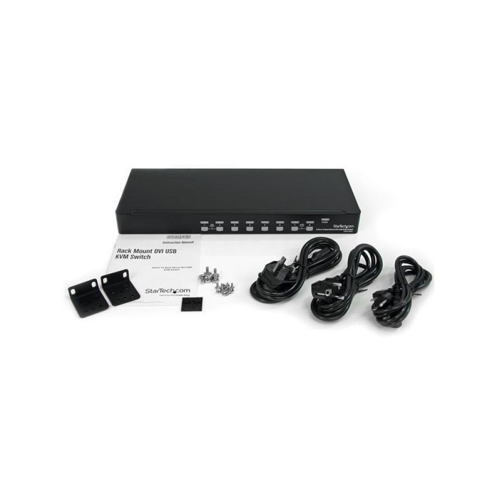 StarTech.com - Conmutador Switch KVM 8 Puertos de Vídeo DVI USB 2.0 USB B - 1U Rack Estante