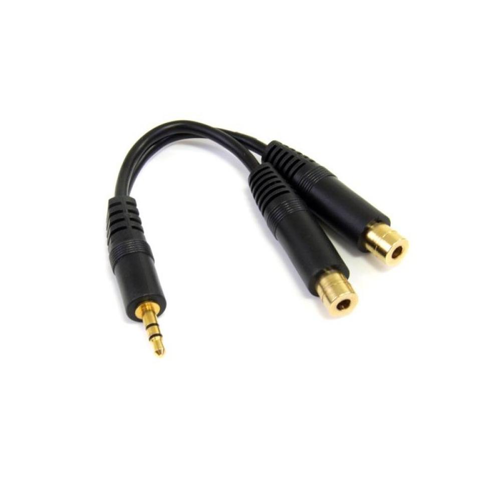 StarTech.com - Cable 15cm Audio Splitter Divisor de Auriculares Mini-Jack 3,5mm Estéreo Macho a 2x Hembra