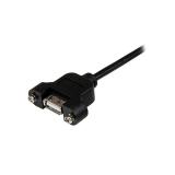 StarTech.com - Cable Alargador de 30cm USB 2.0 para Montar Empotrar en Panel - Extensor Macho a Hembra USB A - Negro