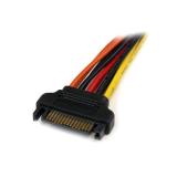 StarTech.com - Cable 0,15m Adaptador Bifurcador Divisor Splitter Alimentación SATA Latching Cierre Pestillo - 2x Hembra