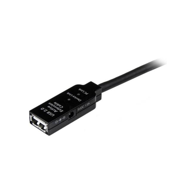 StarTech.com - Cable 15m Extensión Alargador USB 2.0 Activo Amplificado - Macho a Hembra USB A - Negro
