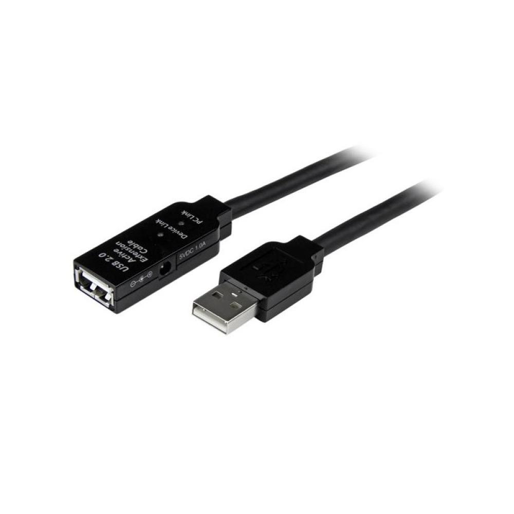 StarTech.com - Cable 15m Extensión Alargador USB 2.0 Activo Amplificado - Macho a Hembra USB A - Negro