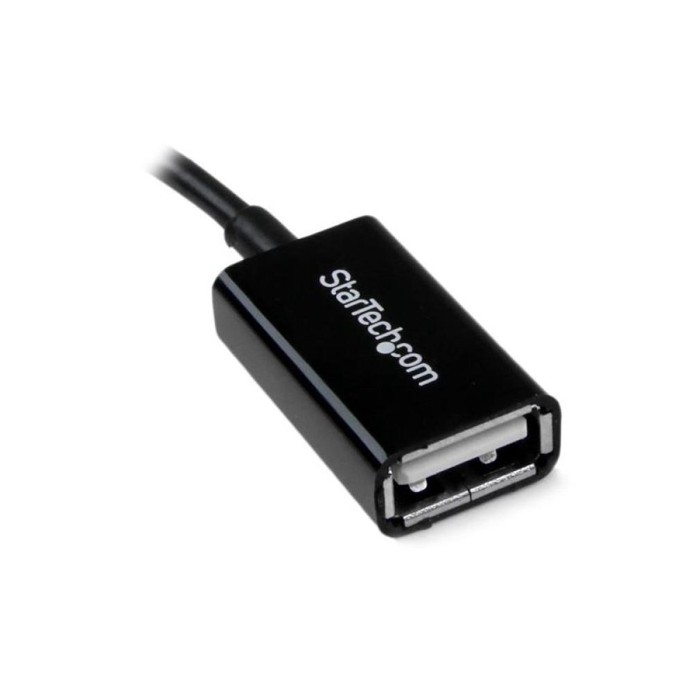 StarTech.com - Cable Adaptador de 12cm Micro USB Macho a USB A Hembra OTG para Tablets Smartphones - Negro
