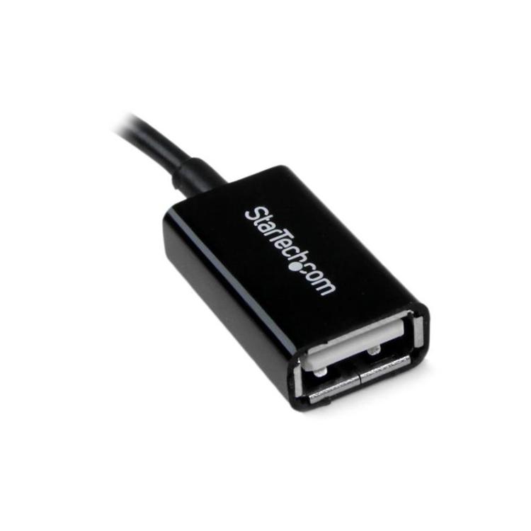 StarTech.com - Cable Adaptador de 12cm Micro USB Macho a USB A Hembra OTG para Tablets Smartphones - Negro