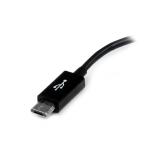 StarTech.com - Cable Adaptador de 12cm Micro USB Macho a USB A Hembra OTG para Tablets Smartphones - Negro
