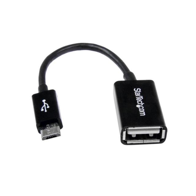 StarTech.com - Cable Adaptador de 12cm Micro USB Macho a USB A Hembra OTG para Tablets Smartphones - Negro