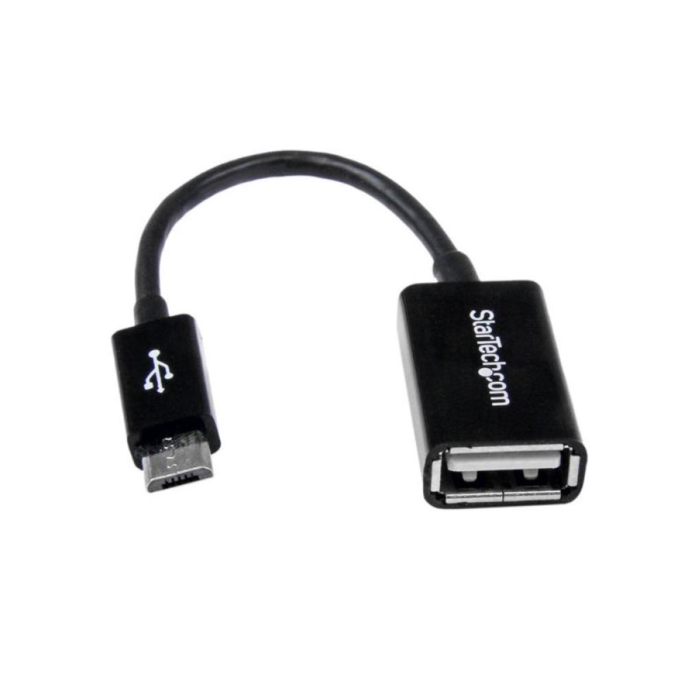 StarTech.com - Cable Adaptador de 12cm Micro USB Macho a USB A Hembra OTG para Tablets Smartphones - Negro