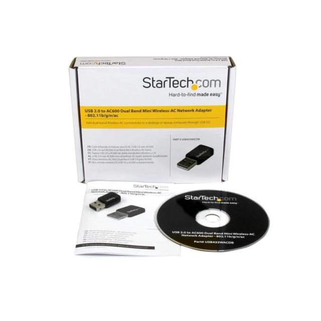 StarTech.com - Mini Adaptador de Red USB 2.0 Inalámbrico Wireless-AC de Banda Doble AC600 - Wifi 802.11ac 1T1R