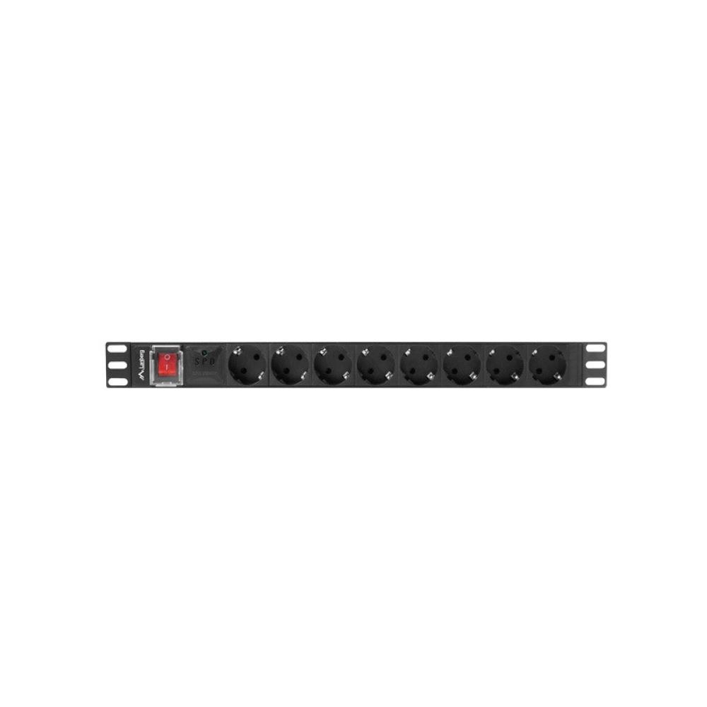 Lanberg - PDU-08F-0200-BK unidad de distribución de energía (PDU) 8 salidas AC 1U Negro
