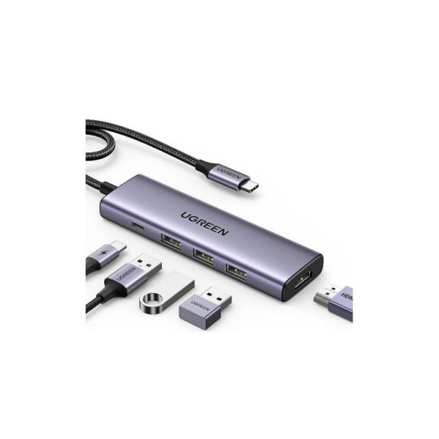 Ugreen - 15596 base para portátil y replicador de puertos Alámbrico USB 3.2 Gen 1 (3.1 Gen 1) Type-A + Type-C Aluminio