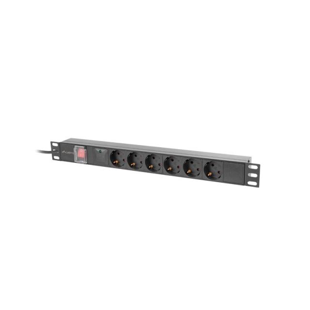 Lanberg - PDU-06F-0200-BK unidad de distribución de energía (PDU) 6 salidas AC 1U Negro