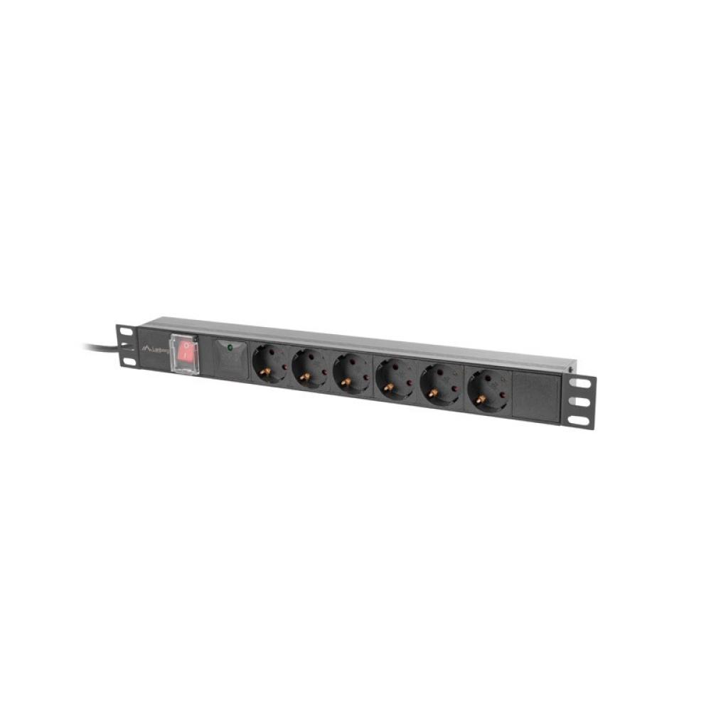 Lanberg - PDU-06F-0200-BK unidad de distribución de energía (PDU) 6 salidas AC 1U Negro