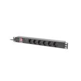 Lanberg - PDU-06F-0200-BK unidad de distribución de energía (PDU) 6 salidas AC 1U Negro