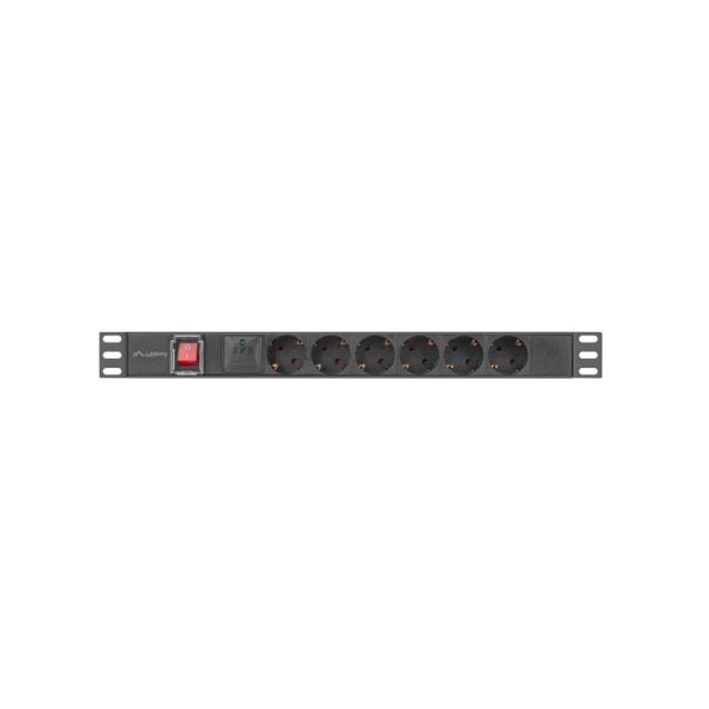 Lanberg - PDU-06F-0200-BK unidad de distribución de energía (PDU) 6 salidas AC 1U Negro