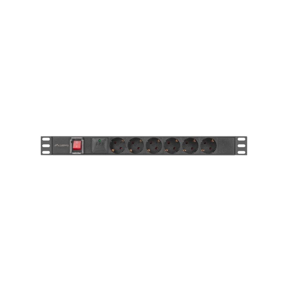 Lanberg - PDU-06F-0200-BK unidad de distribución de energía (PDU) 6 salidas AC 1U Negro