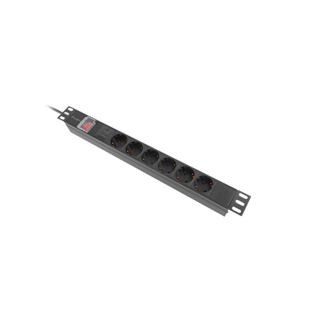 Lanberg - PDU-06F-0200-BK unidad de distribución de energía (PDU) 6 salidas AC 1U Negro