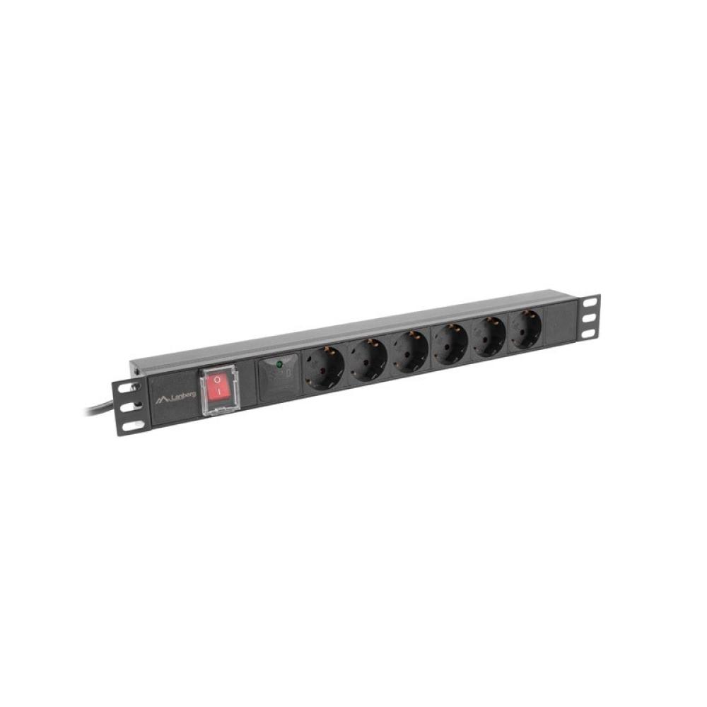 Lanberg - PDU-06F-0200-BK unidad de distribución de energía (PDU) 6 salidas AC 1U Negro