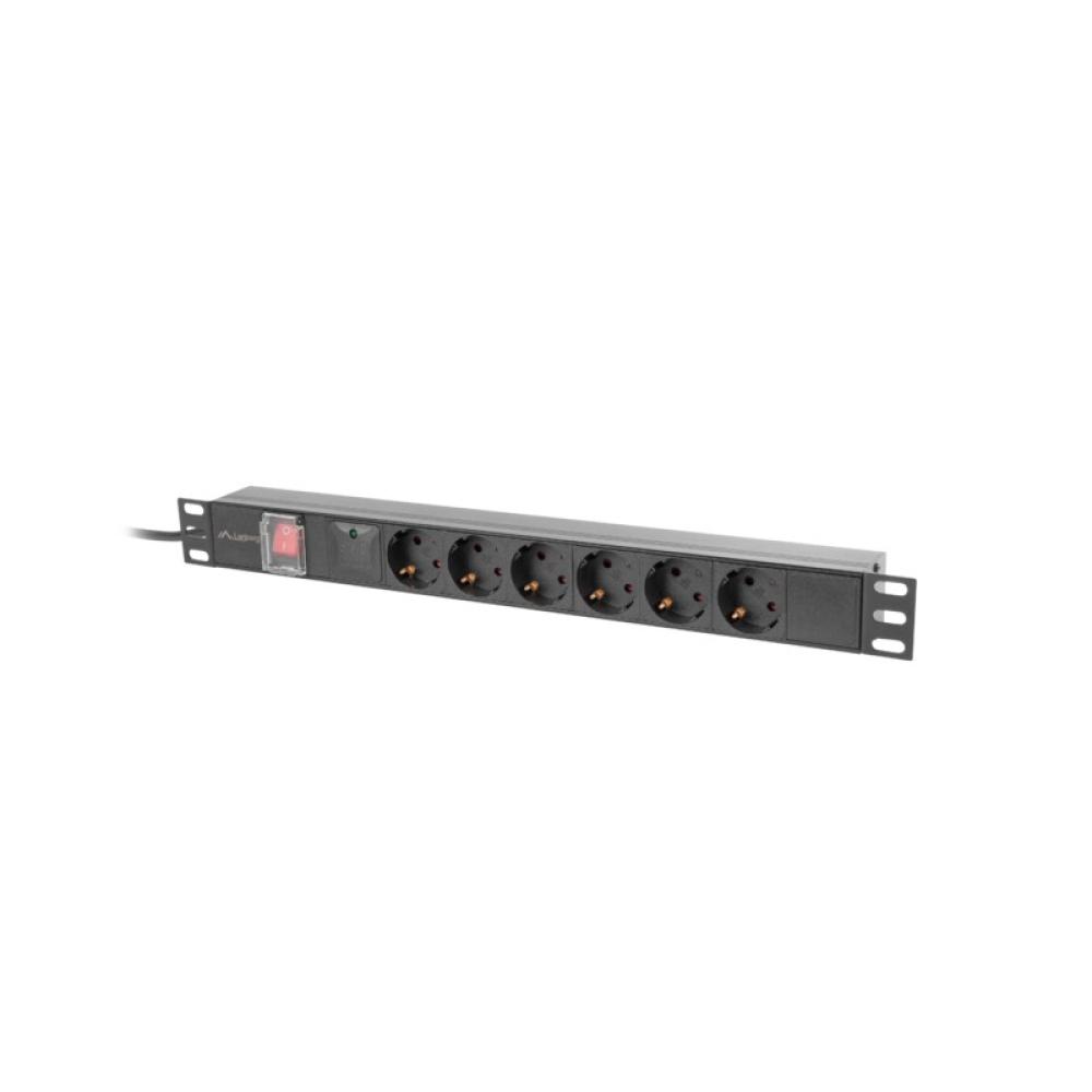 Lanberg - PDU-06F-0200-BK unidad de distribución de energía (PDU) 6 salidas AC 1U Negro