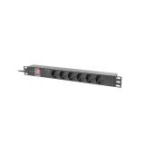 Lanberg - PDU-06F-0200-BK unidad de distribución de energía (PDU) 6 salidas AC 1U Negro