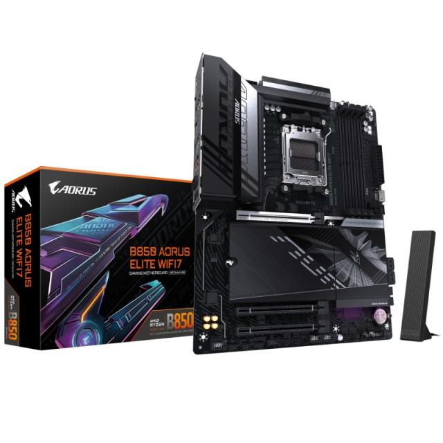 GIGABYTE - B850 AORUS ELITE WIFI7 Placa Base - Procesadores AMD Ryzen Serie 9000, VRM digital de 14+2+2 fases, hasta 8200MHz DDR
