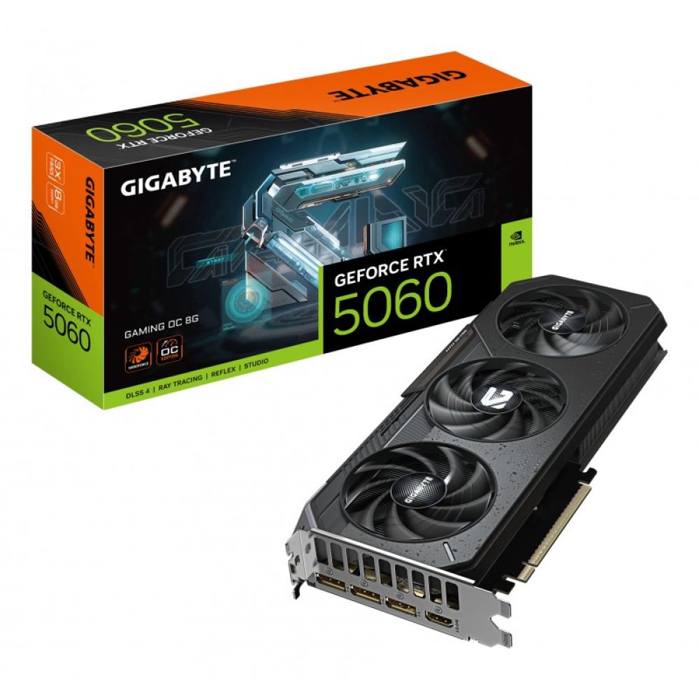 GIGABYTE - GeForce RTX 5060 GAMING OC 8G Tarjeta Gráfica - 8GB GDDR7, 128bit, PCI-E 5.0, 2595 MHz Frecuencia del núcleo, 3 x Dis