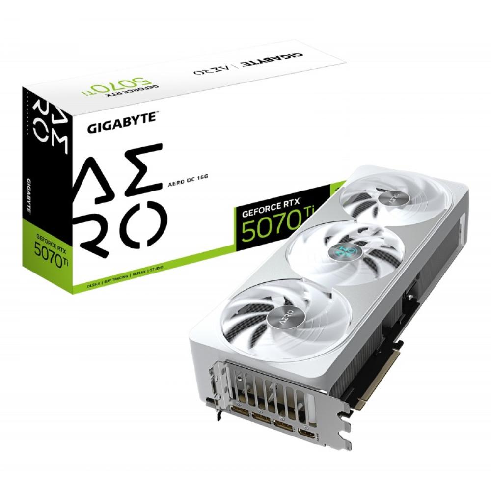 GIGABYTE - GeForce RTX 5070 Ti AERO OC 16G Tarjeta Gráfica - 16GB GDDR7, 256 bits, PCI-E 5.0, 2588 MHz Core Clock, 3 x DP 2.1a,