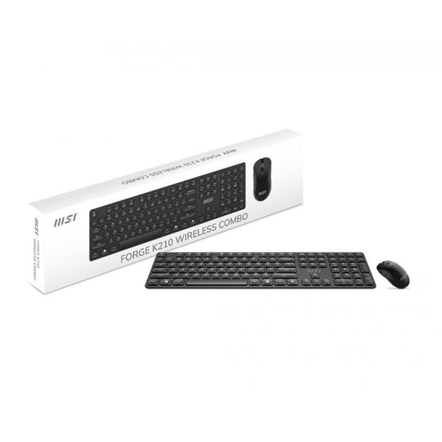 MSI - FORGE K210 WIRELESS COMBO teclado Ratón incluido Hogar / Oficina USB Negro