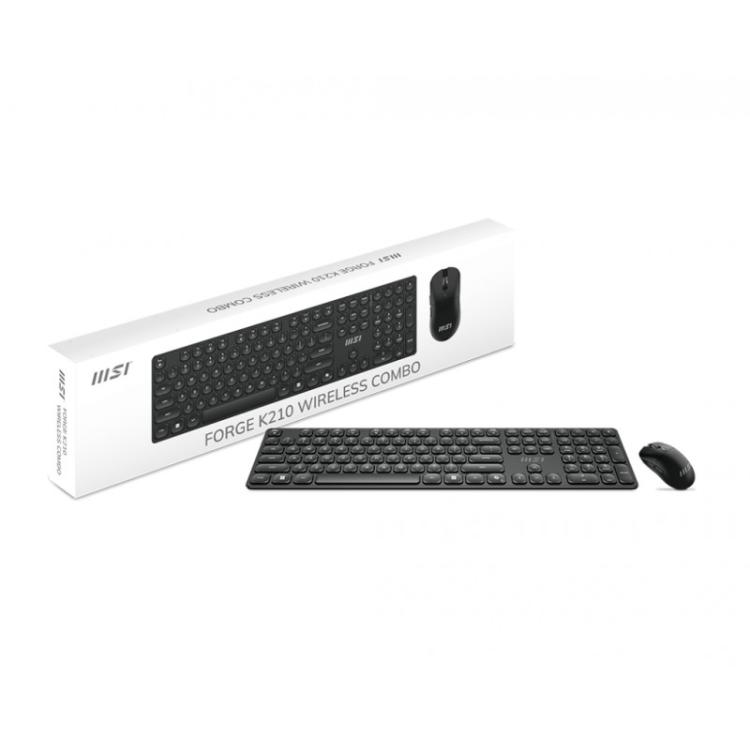 MSI - FORGE K210 WIRELESS COMBO teclado Ratón incluido Hogar / Oficina USB Negro