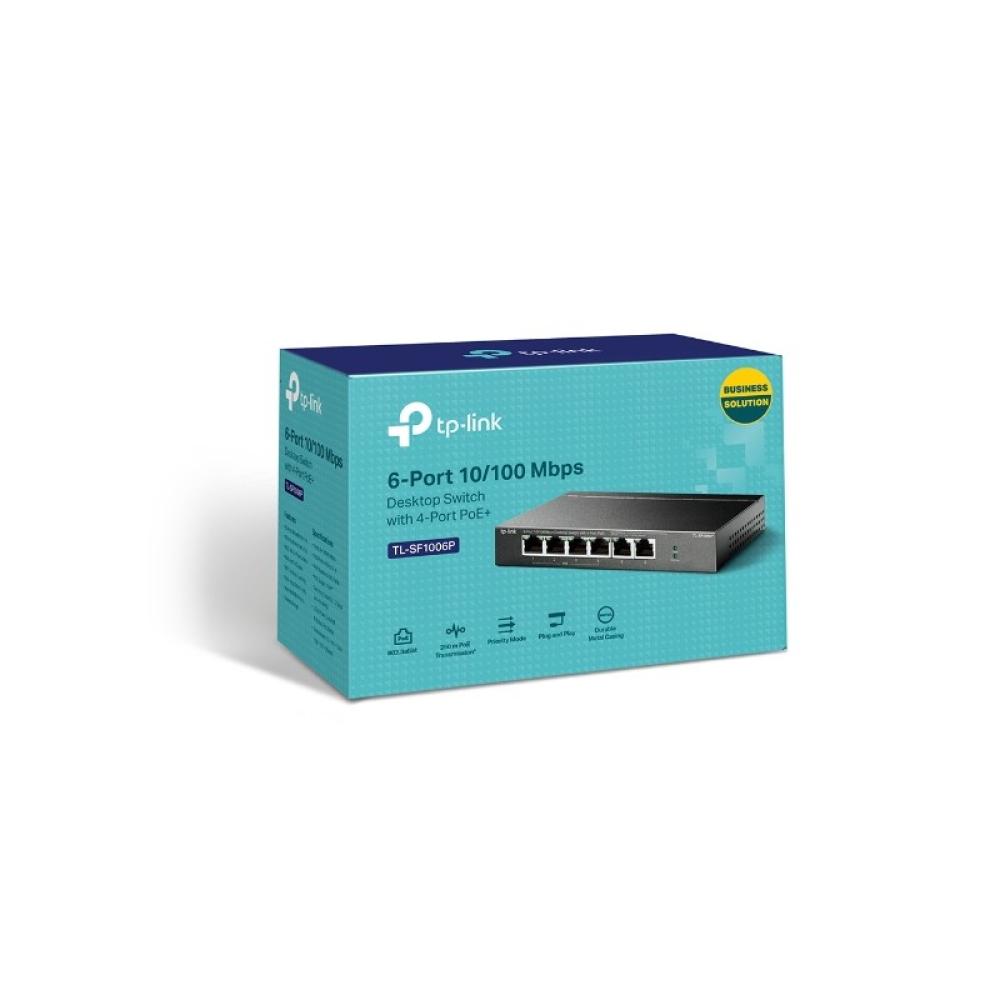 TP-Link - TL-SF1006P switch No administrado Fast Ethernet (10/100) Energía sobre Ethernet (PoE) Negro