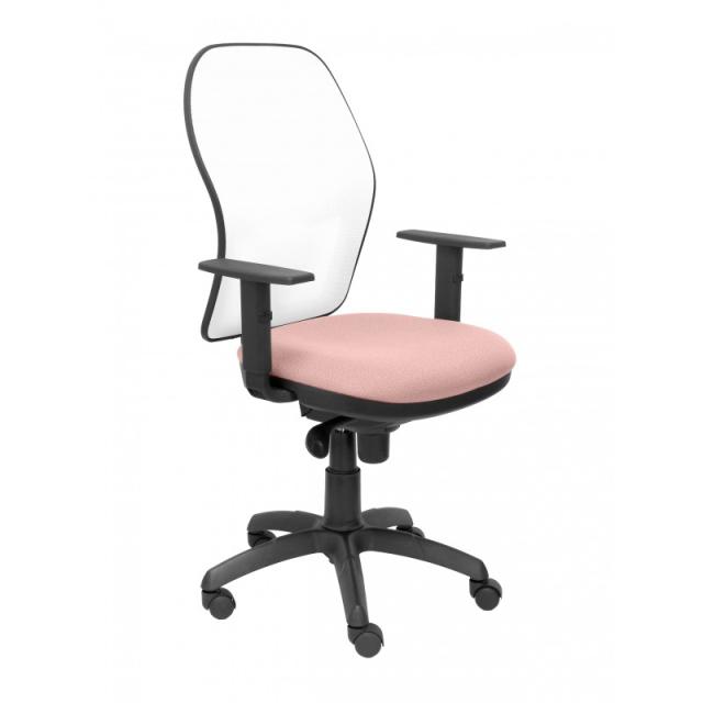 PIQUERAS Y CRESPO - Silla Jorquera malla blanca asiento bali rosa pálido