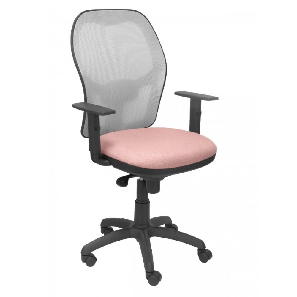 PIQUERAS Y CRESPO - Silla Jorquera malla gris asiento bali rosa pálido