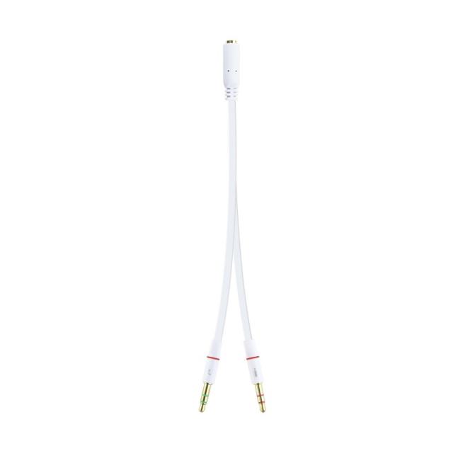 Nanocable - Cable Adaptador Audio Jack 3.5/H de 4 Pines a 2 Jack 3.5/M de 3 Pines, Blanco, 20 Cm