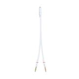 Nanocable - Cable Adaptador Audio Jack 3.5/H de 4 Pines a 2 Jack 3.5/M de 3 Pines, Blanco, 20 Cm