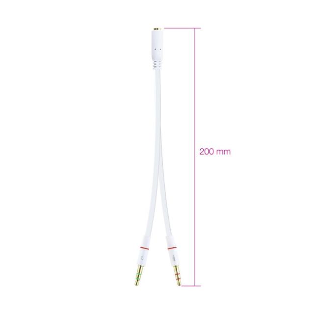 Nanocable - Cable Adaptador Audio Jack 3.5/H de 4 Pines a 2 Jack 3.5/M de 3 Pines, Blanco, 20 Cm