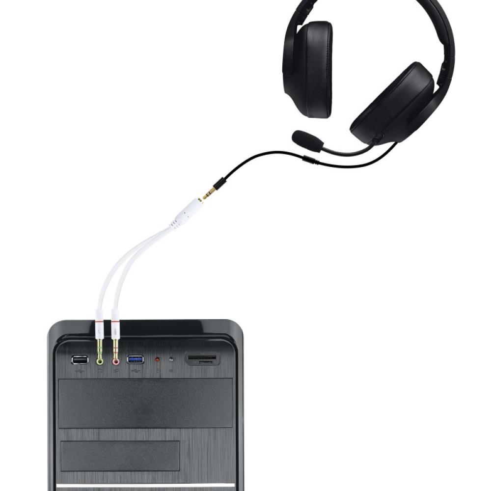 Nanocable - Cable Adaptador Audio Jack 3.5/H de 4 Pines a 2 Jack 3.5/M de 3 Pines, Blanco, 20 Cm