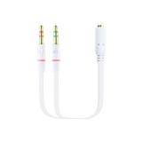Nanocable - Cable Adaptador Audio Jack 3.5/H de 4 Pines a 2 Jack 3.5/M de 3 Pines, Blanco, 20 Cm