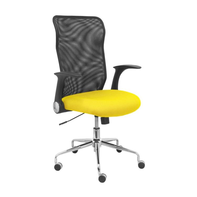 PIQUERAS Y CRESPO - Silla Minaya respaldo malla negro asiento bali amarillo