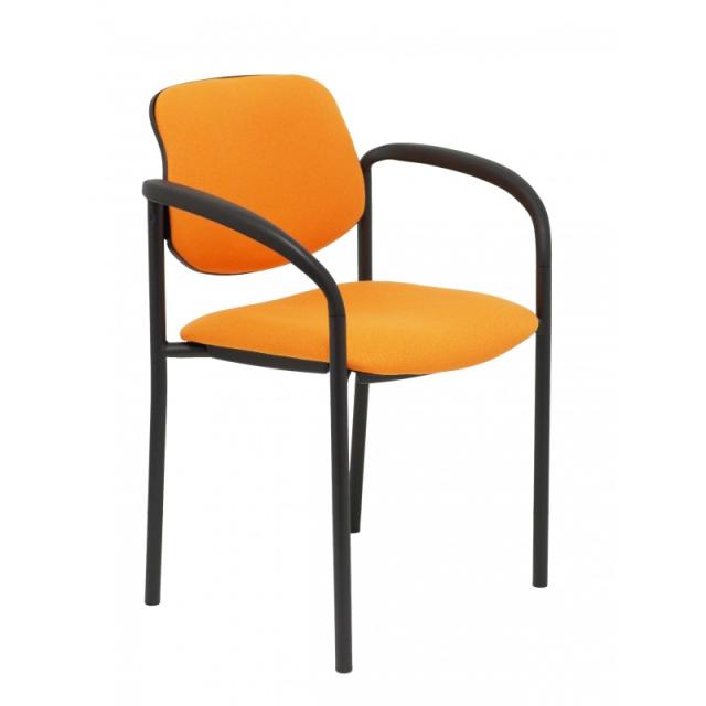 PIQUERAS Y CRESPO - Silla fija Villalgordo bali naranja chasis negro con brazos